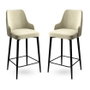 Hanah Home Juego de Taburetes de Bar Crema y Negro, Metal y Tela Babyface, 2 Piezas
